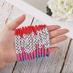 12Pcs Inspiration Word Glass Seed Stretch Bracelets Set with Heart&nbsp;BJEW-SZ0001-20