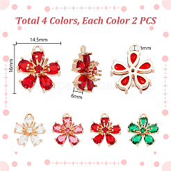 8Pcs 4 Colors Transparent Glass Pendants&nbsp;GLAA-GA0002-31