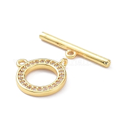 Brass Micro Pave Clear Cubic Zirconia Toggle Clasps&nbsp;ZIRC-P085-05G
