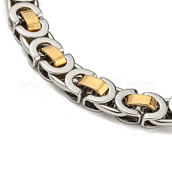 Ion Plating(IP) Two Tone 201 Stainless Steel Byzantine Chain Bracelet&nbsp;BJEW-B078-47B