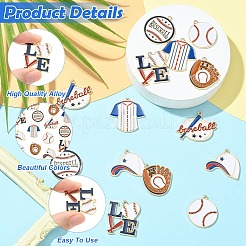 14Pcs 7 Styles Sport Alloy Enamel Pendants&nbsp;ENAM-YW0009-42
