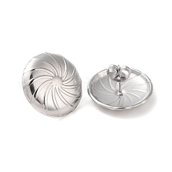 Non-Tarnish Flat Round 304 Stainless Steel Stud Earrings for Women&nbsp;EJEW-L272-001P
