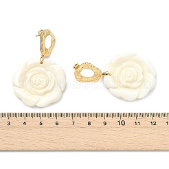 Brass & Natural Freshwater Shell Stud Dangle Earrings&nbsp;EJEW-JE07159