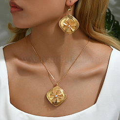 Exaggerated Iron Rhombus Flower Earrings & Pendant Necklaces Sets for Women&nbsp;FB7587