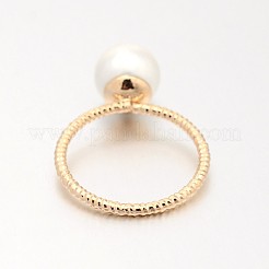Brass Acrylic Pearl Finger Rings for Wedding Jewelry&nbsp;RJEW-J061-RG