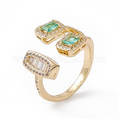 Green Cubic Zircon Rectangle & Oval Open Cuff Ring&nbsp;RJEW-B043-11