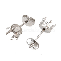 304 Stainless Steel Flat Round Stud Earring Findings&nbsp;STAS-D389-04E-P