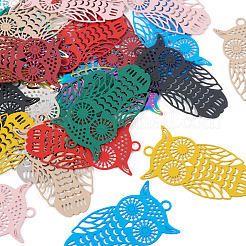 40Pcs 10 Colors Spray Painted 430 & 201 Stainless Steel Filigree Pendants&nbsp;STAS-TA0001-98