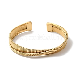 Stainless Steel Cross Open Cuff Bangles for Women&nbsp;BJEW-G719-10G