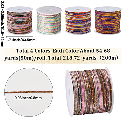 4 Rolls 4 Colors Segment Dyed Nylon Braided Cord with Gold Thread&nbsp;WCOR-SC0001-02B