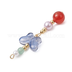 Natural Carnelian and Glass Pendants&nbsp;PALLOY-JF03192-01