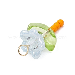 Glass Seed Beads with Imitation Austrian Crystal Beads and 304 Stainless Steel Flat Head Pins and Handmade Lampwork Beads and Iridescent Acrylic Bead Caps Pendants&nbsp;PALLOY-JF03485-02