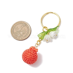 3D Pomegranate Handmade Glass Seed Bead Keychains&nbsp;KEYC-MZ00049