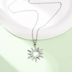 304 Stainless Steel Sun Pendant Cable Chain Necklaces for Men Women&nbsp;NJEW-K308-04A-P