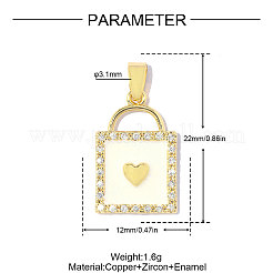 Brass Micro Pave Clear Cubic Zirconia Pendants&nbsp;CU-OY001-23G-1