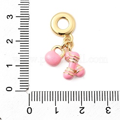 Brass Pink Enamel European Dangle Charms&nbsp;KK-F904-24G