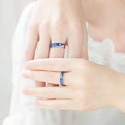 2Pcs Alloy Enamel Cuff Open Rings for Couple&nbsp;WGE1F67-02