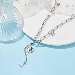 Non-Tarnish Sun & Moon & Star Pendant Necklaces&nbsp;NJEW-JN04535