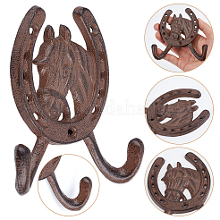 Cast Iron Horseshoe Coat Hooks&nbsp;AJEW-WH0696-207B