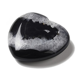 Natural Dyed & Heated Dyed & Heated Black Agate Love Heart Ornaments&nbsp;DJEW-Z007-01A