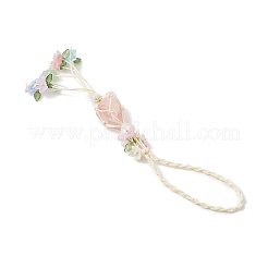 Nuggets Natural Rose Quartz Net Pouch Pendant Decorations&nbsp;HJEW-JM04260-01
