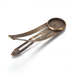 Alloy Snap Hair Clips with Blank Round Settings&nbsp;MAK-WH0007-09AB