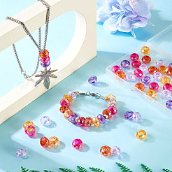 50Pcs 5 Colors Baking Paint Transparent Glass European Beads&nbsp;GPDL-TA0001-06