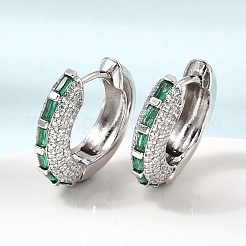 Brass Micro Pave Cubic Zirconia Hoop Earrings&nbsp;KK-CBA8324-22P-03