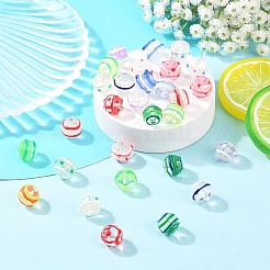 15Pcs Round Handmade Clear Lampwork Beads Strands&nbsp;LAMP-YW0004-15