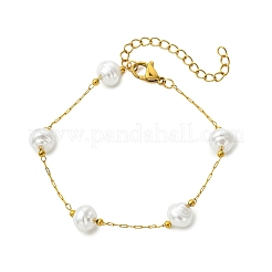 Oval ABS Plastic Pearl Beads Link Bracelets&nbsp;BJEW-JB14041-01