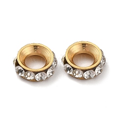 Ion Plating(IP) 202 Stainless Steel Rhinestone European Beads&nbsp;STAS-E192-10G