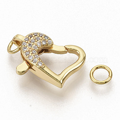 Brass Micro Pave Clear Cubic Zirconia Lobster Claw Clasps&nbsp;ZIRC-S066-021