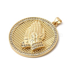 Brass Micro Pave Clear Cubic Zirconia Pendants&nbsp;KK-H267-059B-G