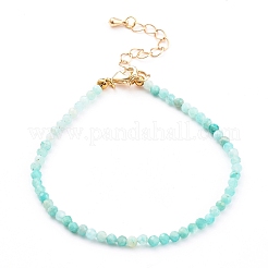 Faceted Natural Amazonite Beaded Bracelets for Women&nbsp;BJEW-JB05928-04