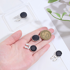 4Pcs 2 Styles Brass Black Enamel Cufflinks&nbsp;BUTT-ME0001-07P