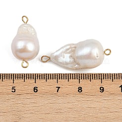 Natural Freshwater Pearl Keshi Pearl Teardrop Connector Charms&nbsp;STAS-D378-13G