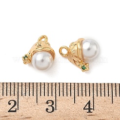 Brass Micro Pave Clear Cubic Zirconia Charms&nbsp;KK-B160-05G