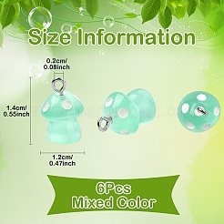 6Pcs Luminous Resin Mushroom Charms&nbsp;CRES-YW0002-47