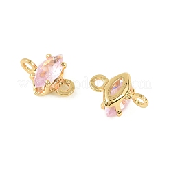 Brass Pave Cubic Zirconia Horse Eye Connector Charms&nbsp;KK-P347-03G-01