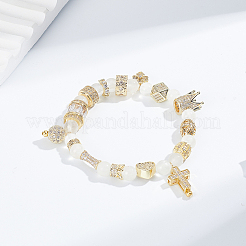 15Pcs 15 Styles Brass Micro Pave Cubic Zirconia Beads&nbsp;KK-GA0002-52