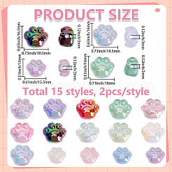 30Pcs 15 Styles UV Plating Rainbow Iridescent Acrylic Beads&nbsp;OACR-BM0001-15