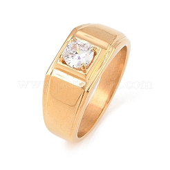 304 Stainless Steel Micro Pave Cubic Zirconia Finger Rings&nbsp;LS-RJEW-D336-08G