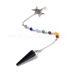 Mixed Gemstone Hexagonal Pointed Cone Dowsing Pendulum Pendants&nbsp;G-G983-05P