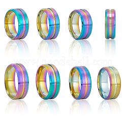 14Pcs 7 Styles Stainless Steel Grooved Finger Ring Settings&nbsp;STAS-SC0010-65RC