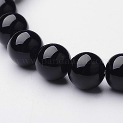 Natural Dyed & Heated Black Agate Round Beaded Stretch Bracelets&nbsp;BJEW-F203-09