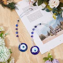 Flat Round with Evil Eye Resin Hanging Decoration&nbsp;HJEW-FH00038