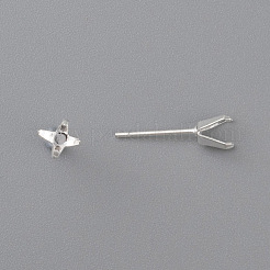 304 Stainless Steel Prong Earring Settings&nbsp;LS-X-STAS-O098-06S-03