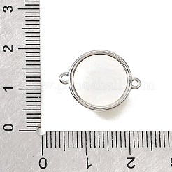 Synthetic Turquoise & Natural Shell Brass Flat Round Links Connector Charms&nbsp;KK-N289-16P-02