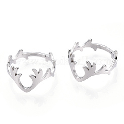 Non-Tarnish 304 Stainless Steel Deer Antler Adjustable Ring for Women&nbsp;X-RJEW-T027-06P