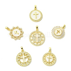 6Pcs 6 Styles Brass Micro Pave Cubic Zirconia Pendants&nbsp;KK-CJ0004-11